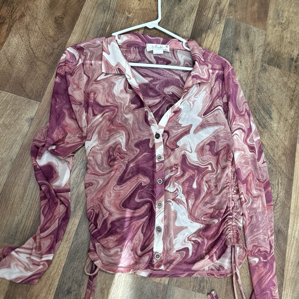Mesh button up blouse